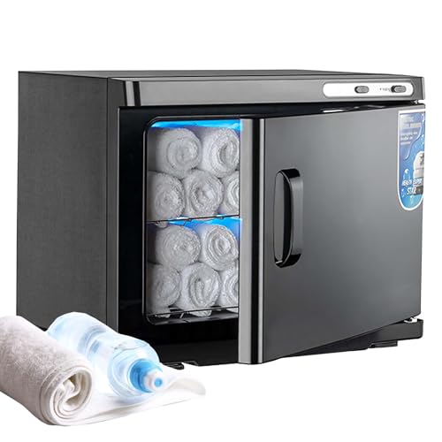 Kensbro 25L Handtuchwärmer, UV-Handtuch Desinfektionschrank, Kompressenwärmer, Heißes Handtuch Sterilisator Kabinett-360° Heizfunktion, Handtuchheizschrank für Schönheit, Salon, Spa (Schwarz) von Kensbro
