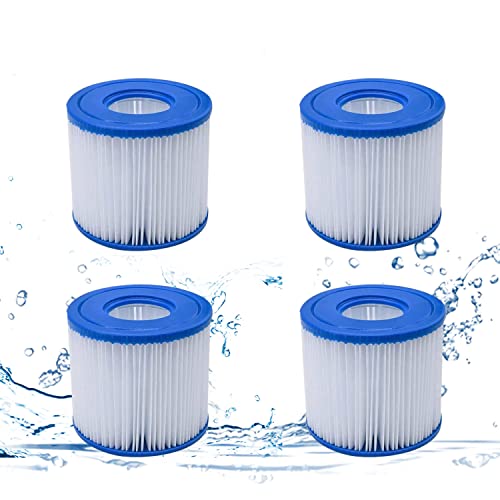 Kensbro Poolfilterkartuschen für Typ D & VII, 4 Stück Whirlpool Filter,Pool Filter Ersatz für Aufblasbare Pools - Effizient, Wiederverwendbar von Kensbro