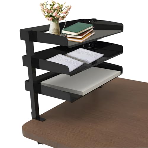 Klemmbares Schreibtisch Organizer Regal, Schreibtischregal Schwarz, 3 Stöckig Desk Shelf, Schreibtisch Aufsatzregal, Klemmbare Tischregal für Home Office Schule, 44 X 22 X 39cm von Kensbro
