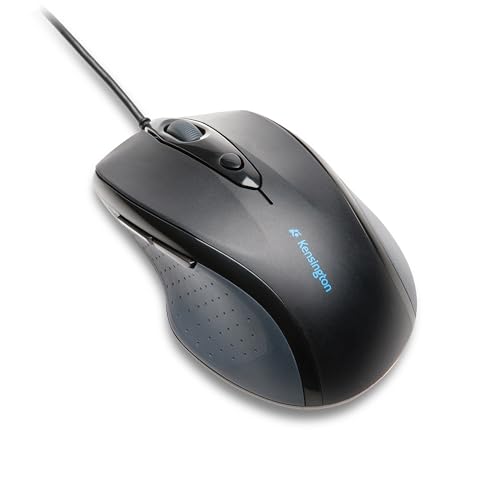 Kensington kabelgebundene ergonomische Full-Size-Maus, Pro Fit Computermaus mit Kabel für Laptop, Desktop und Gaming, USB 3.0 Verbindung und Scrollrad, Für PC, Mac, Chromebook, Schwarz, K72369EU von Kensington