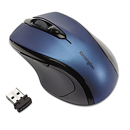 Kensington ProFit Kabellose Maus, Mittlelgroß, Optische 5-Tasten Funkmaus mit ergonomischer Form für Rechtshänder und Plug & Play Betrieb - Kompatibel mit Windows & MacOS, Blau, K72421WW von Kensington