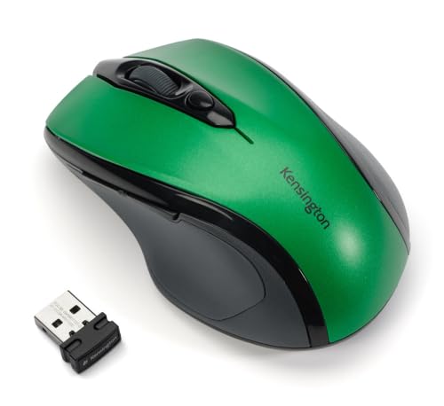 Kensington ProFit Kabellose Maus, Mittlelgroß, Optische 5-Tasten Funkmaus mit ergonomischer Form für Rechtshänder und Plug & Play Betrieb - Kompatibel mit Windows & MacOS, Grün, K72424WW von Kensington