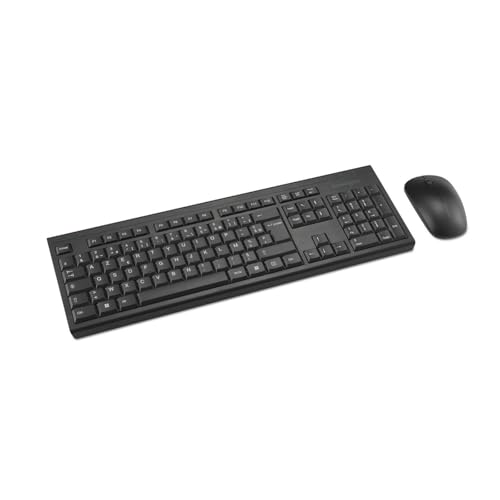 Kensington KM150 EQ Set aus kabelloser Tastatur und Maus für Windows und MacOS, Nano-USB-Empfänger, 2,4 GHz, Tastatur mit Ziffernblock, volle Größe, leise Klickmaus, 1200 DPI schwarz, K75562FR von Kensington