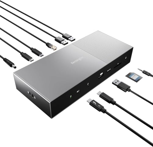 Kensington SD5000T5 EQ Thunderbolt 5 Docking Station, Triple Monitor 8K/4K, für Windows & Macbooks, 140W Leistung, 3 x Thunderbolt 5 Ports, Ethernet & USB-A 3.2 Gen2 Ports (K35201EU) von Kensington