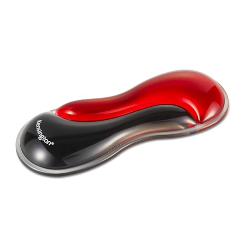 Kensington Slim Duo Gel Maus und Trackball Handgelenkstütze, Mauspad mit Gelkissen, ergonomischer Komfort, für flache PC-Mäuse und Trackballs, 192 x 72 x 22 mm, Schwarz Rot, K62440WW von Kensington