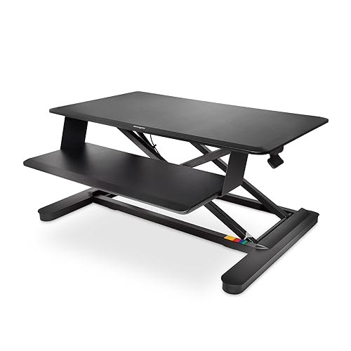 Kensington SmartFit Sitz-/Stehtisch, Höhenverstellbar Schreibtisch-Aufsatz, 48,3 bis 61,0 cm, Mit Tastaturablage, Schwarz, K52804WW von Kensington