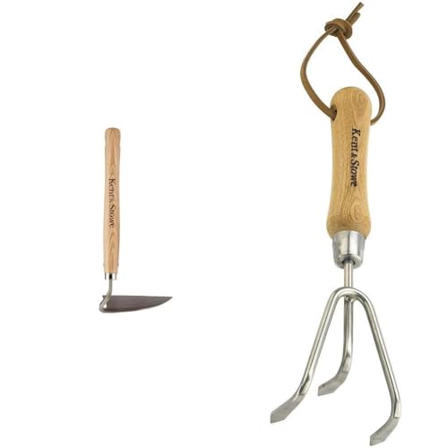 Kent & Stowe Schneidehacke – Gartenhacke aus Edelstahl entfernt Unkraut und Moos & 3 Zinken-Grubber – Handgrubber aus Edelstahl zum Aufbrechen verhärteter Böden von Kent & Stowe