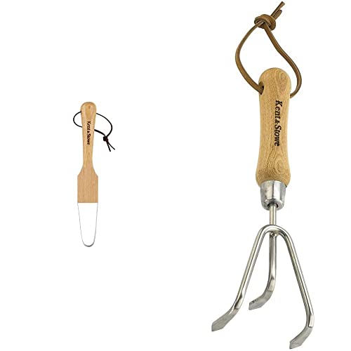 Kent & Stowe Unkrautschlinge – Unkrautjäter aus stabilem Edelstahl zum Durchpflügen, 32 cm & 3 Zinken-Grubber – Handgrubber aus Edelstahl, zum Aufbrechen verhärteter Böden, 28 cm von Kent & Stowe