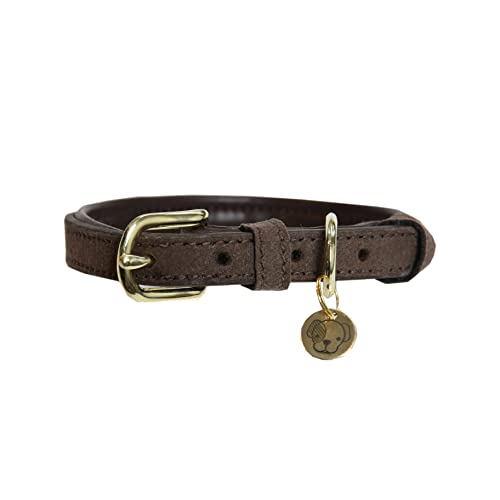 Kentucky Dogwear Leather Velvet Dog Collar Hundehalsband, Größe:M, Farbe:braun von Kentucky