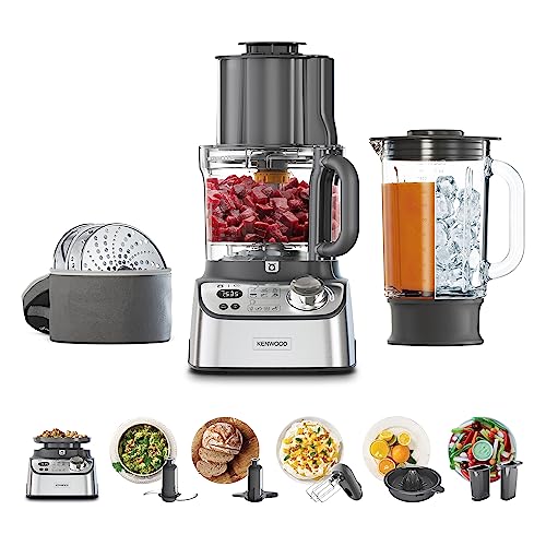 Kenwood MultiPro XL Weigh+ FDM72.990SS Kompakt-Küchenmaschine mit integrierter Waage & Timer, ExpressDice, 3 l Arbeitsbehälter, Variable Geschwindigkeit, XL-Einfüllschacht, 1000 Watt, Silber von Kenwood