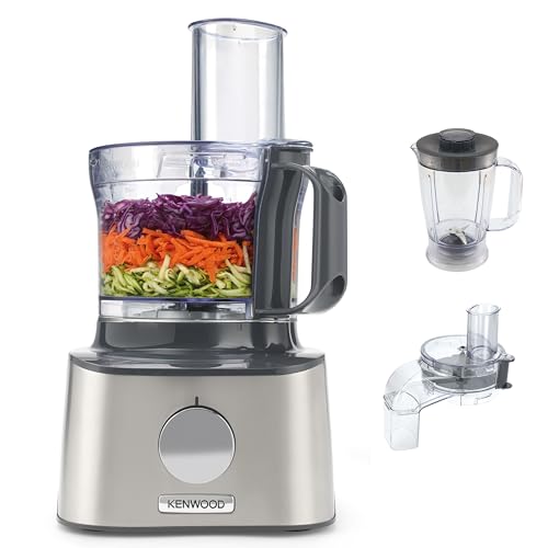 Kenwood MultiPro Compact FDM304SS – Kompakt-Küchenmaschine, 2,1 Liter, leistungsstarker Küchenhelfer mit Acryl-Mixaufsatz, Würfelschneider & weiterem Zubehör, Metallgehäuse, 800 W, Silber von Kenwood