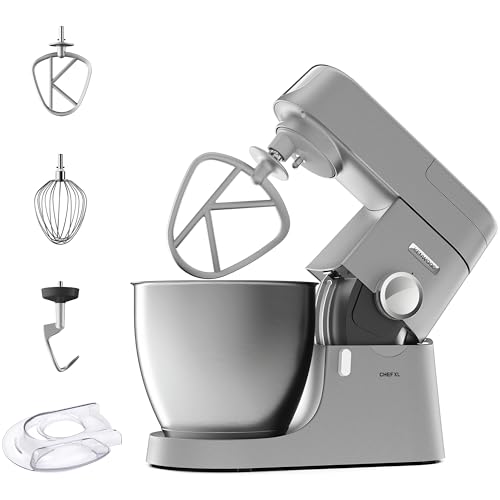 Kenwood Chef XL KVL4100S – Küchenmaschine mit großer 6,7 l Edelstahl-Rührschüssel, multifunktionaler Küchenhelfer, 1200 W, inkl. 3-teiligem Patisserie-Set, silber von Kenwood