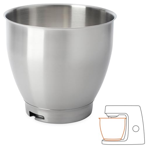 Kenwood KAT400SS Rührschüssel, 6,7 Liter Edelstahl-Schüssel CHEF XL SS BOWL, Küchenmaschinen Zubehör, Geeignet für alle Chef XL Küchenmaschinen der KVL4000 Serie, Silber von Kenwood