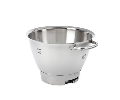 Kenwood KAT711SS Rührschüssel, 4,6 Liter Edelstahl-Schüssel TITANIUM CHEF SS BOWL, Küchenmaschinen Zubehör, Silber von Kenwood