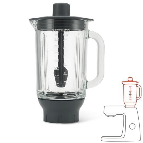 Kenwood ThermoResist Glas-Mixaufsatz KAH359GL, Zubehör für Kenwood Chef Küchenmaschinen, hitzebeständiger Glasbehälter für Eis, Suppen & Co., inkl. Rührstick, Anthrazit/Silber von Kenwood