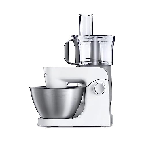 Kenwood MultiOne KHH326WH Küchenmaschine, 4,3 l Edelstahl Schüssel, 1000 Watt, inkl. 3-teiligem Patisserie-Set, Zerkleinerer, Glas-Mixaufsatz, Zitruspresse, Fleischwolf, Entsafter & Spritzschutz, weiß von Kenwood