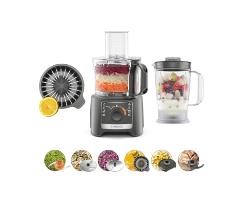 Kenwood MultiPro Compact FDP31.360GY, Multifunktions-Küchenmaschine mit Klinge zum Mixen, Kneten und Schneiden, Zitruspresse, Mixer 1,2 l, 2 Geschwindigkeiten + Pulse, Schüssel 2,1 l, 800 W, Grau Kenwood MultiPro Compact FDP31.360GY, Multifunktions-Küchenmaschine mit Klinge zum Mixen, Kneten und Schneiden, Zitruspresse, Mixer 1,2 l, 2 Geschwindigkeiten + Pulse, Schüssel 2,1 l, 800 W, Grau von Kenwood