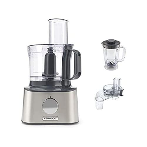 Kenwood Multipro Compact FDM304SS Kompakt-Küchenmaschine, leistungsstarkes Küchengerät mit 2,1 l Arbeitsbehälter, Acryl-Mixaufsatz, Würfelschneider, Metall-Gehäuse, 800 W, silber von Kenwood