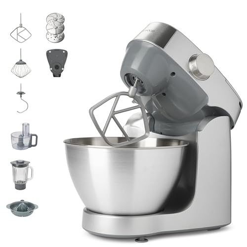 Kenwood Prospero+ KHC29A.O0SI Küchenmaschine, Schüssel aus Edelstahl, 4,3 l, inklusive 10-teiliges Zubehör-Set mit 3 Haken und Schneebesen, Glasmixer, Lebensmittelverarbeitung, 3 Scheiben, von Kenwood