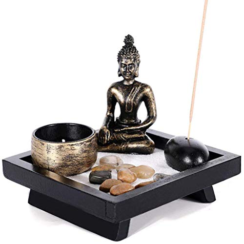 Buddha Figur Deko Statue Meditation, Buddha Sitzend mit Teelicht Deko-Statue für Wohnzimmer oder Bad Zen-Garten Deko-Figur Teelichthalter von Kenyaw
