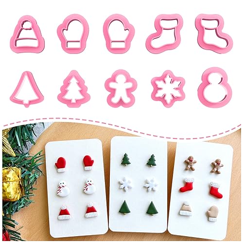 Keoker Weihnachtliche Modelliermassen-Ausstechformen – 10 Formen, Weihnachtsbaum-Ausstecher für Polymer-Ton-Ohrringe Keoker Weihnachtliche Modelliermassen-Ausstechformen – 10 Formen, Weihnachtsbaum-Ausstecher für Polymer-Ton-Ohrringe von Keoker
