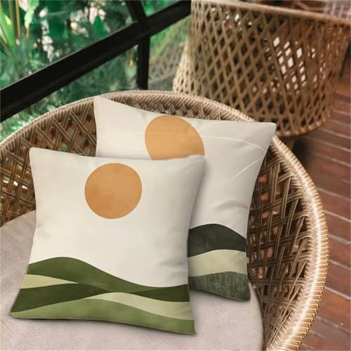 Kissenbezug 30x30 Grün, Berg Deko Schlafzimmer Sitzkissen, Leinen Outdoorkissen, Wasserdichte Atmungsaktiv Kissenhüllen, Bett Wohnzimmer Gartenkissen Sofakissen, Herbst Familie Dekor (2er Set) D-304 von Keoxco