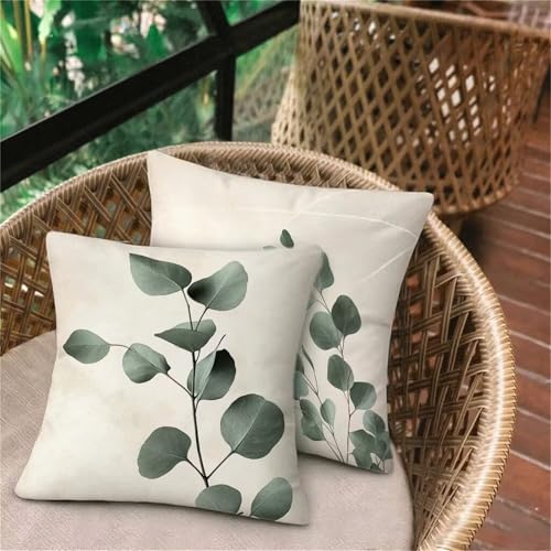 Kissenbezug 40x40 Grün, Anlage Deko Schlafzimmer Sitzkissen, Leinen Outdoorkissen, Wasserdichte Atmungsaktiv Kissenhüllen, Bett Wohnzimmer Gartenkissen Sofakissen, Sommer Herbst Familie Dekor D-315 von Keoxco