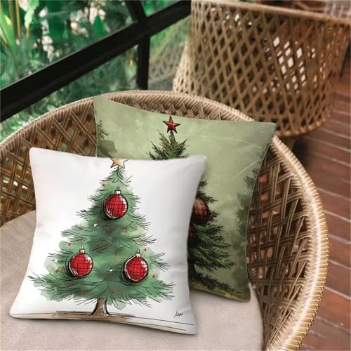 Outdoor Kissen Grün Weihnachtsbaum, Weich Kissenbezug 50x50, Deko Schlafzimmer, Sitzkissen Outdoor Wasserdicht Atmungsaktiv, Home Dekor Balkon Patio Sofa Stuhl Bett, Versteckter Reißverschluss D-306 Outdoor Kissen Grün Weihnachtsbaum, Weich Kissenbezug 50x50, Deko Schlafzimmer, Sitzkissen Outdoor Wasserdicht Atmungsaktiv, Home Dekor Balkon Patio Sofa Stuhl Bett, Versteckter Reißverschluss D-306 von Keoxco