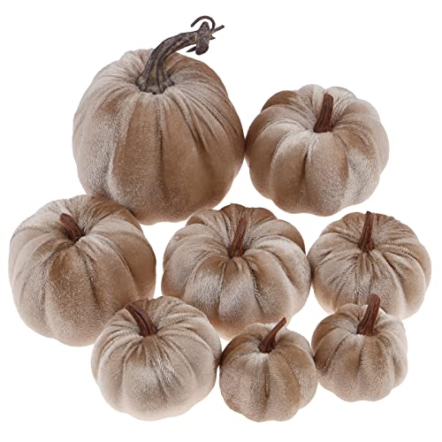 Kepfire 8 Pcs Herbst Künstlich Samt Kürbis Satz Halloween Gefälscht Küche Tuch Herbst Ernte Schaum Bauernhaus Dekoration von Kepfire