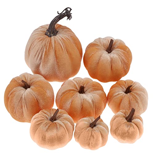 Kepfire 8 Pcs Künstlich Schaum Gefälscht Tuch Kürbis Orange Satz Handgefertigt Herbst Ernte Samt Halloween Tisch Party Dekorieren von Kepfire