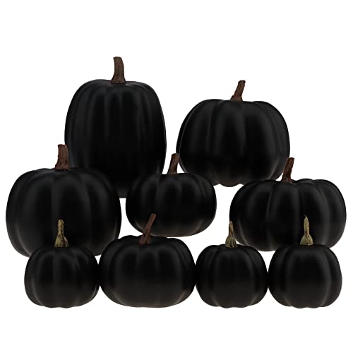 Kepfire 9 Pcs Künstlich Fälschung Kürbisse Satz Schaum Simulation Herbst Bauernhaus Halloween Hochzeit Dekorativ Sortiert Größen - Schwarz von Kepfire