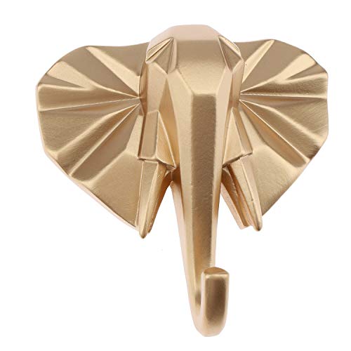 Kepfire Kreativ Tier Gold Elefant Kopf Wand Kunst Haken Einweihungsgeschenk Harz Zuhause Dekoration Hängend Mantel Schal Tasche Schlüssel Hutständer Wohnzimmer Schlafzimmer von Kepfire