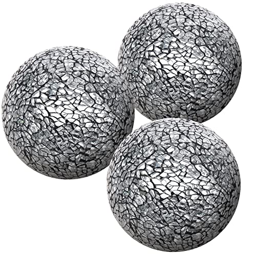Kepfire Mosaikkugeln Glas Bälle 3 Stück /8cm Runden Knistern Kugeln Schalen Kernstück Gruppe Dekorieren - Schwarz von Kepfire