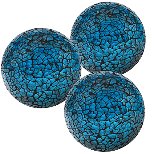 Kepfire Runden Glas 3 Stück /8cm Mosaikkugeln Spiegelglaskugel Knistern Kugeln Schalen Kernstück Gruppe Dekorativ - Blau von Kepfire