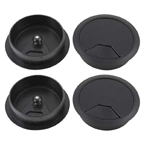 Kepgapo Computer-Schreibtisch aus Kunststoff eingegossene Kabel Draht Loch Cap Kabelabdeckung 80mm schwarz 4 Stuck von Kepgapo