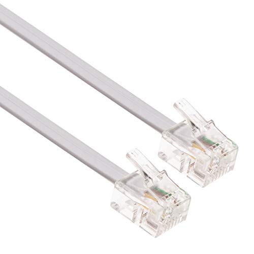 1m RJ11 Kabel ADSL Erweiterung Leitung Telefon Schnur Stecker Hohe Geschwindigkeit BT Internet Breitband Männlich zu Männlich Router und Modem zu RJ11 Telefonbuchse, Mikrofilter (Weiß) von Keple
