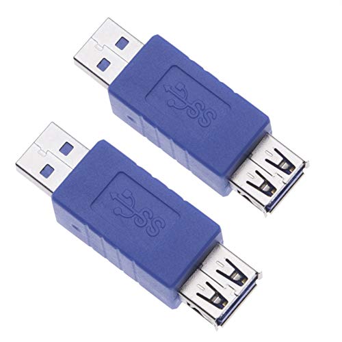 2 Stück Quick Speed USB 3.0 Stecker auf Buchse Adapter Schnell Eine Weibliche Geschlecht Wechsler Koppler Verbinder Kurze Verlängerung Konverter für Computer, Laptops, Drucker, Festplatten (2 Pack) von Keple