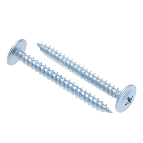 4.2mm X 25mm Flanschkopf-Phillips-Schneidschrauben, Flachrundkopfschrauben aus Verzinktem Stahl, Feines Gewinde, Flachkopfschraube für Blech, Gipskarton und Holz (50 pcs) von Keple