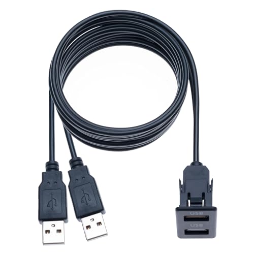 Auto Armaturenbrett Zur Bündigen Montage Kabel Zwei USB-Anschlüsse 1M Fahrzeug Stereo Doppel USB Panel Verlängerungskabel USB Adapter für Auto LKW Boot Motorrad Fahrrad und Marine-Anwendung (1 Meter) von Keple