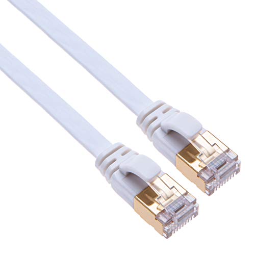 CAT 7 Internet Kabel RJ45 Gigabit Netzwerkkabel Flachkabel Kompatibel mit TV Samsung LG Sony/Router TP-Link/PlayStation PS3 PS4 Xbox/Switch Sky Box Hub/WD Seagate QNAP/Zmodo Annke 2m Weiß von Keple