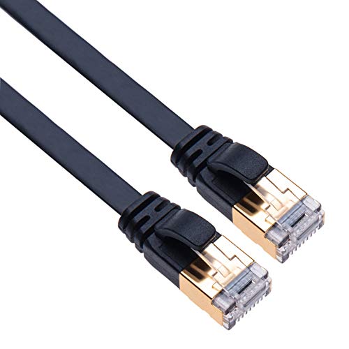 CAT 7 Internet Kabel RJ45 Gigabit Netzwerkkabel Flachkabel Kompatibel mit TV Samsung LG Sony/Router TP-Link/Playstation PS3 PS4 Xbox/Switch Sky Box Hub/WD Seagate QNAP/Zmodo Annke 2m Schwarz von Keple