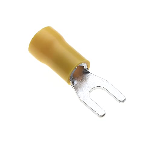 Gabel-Crimp-Klemme, Packung Mit 100 Stück - Gelb, 36A, 4mm - Schrumpfschlauch-Gabelverbinder, Verzinnte Kupferverbinder, Isolierte U-Typ-Drahtklemmen Gabel-Crimp-Klemme, Packung Mit 100 Stück - Gelb, 36A, 4mm - Schrumpfschlauch-Gabelverbinder, Verzinnte Kupferverbinder, Isolierte U-Typ-Drahtklemmen von Keple