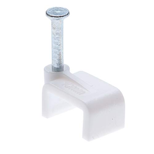 Kabelschellen Weiß Flache 10mm Kabelschelle Kabelklemmen Nagelschelle Haftclips mit Eingestecktem Nagel für Cat 5 5e, 6 6a, 7 | Cat.5 Cat.5e, Cat.6 Cat.6a, Cat.7 | 6P4C / 8P8C | RJ11 RJ45 (100 Stück) von Keple