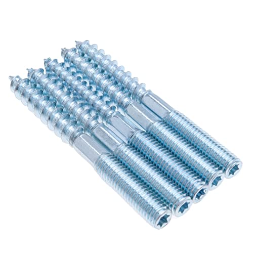 M10x140mm Torx Stockschrauben, Doppelseitige Dübelschrauben, Holzschrauben, Dübelbefestigung, Verzinkte Kopflose Verschluss mit Sechskantteil und T25, Metrischer Bolzen und Holzschraube (5 Stück) von Keple