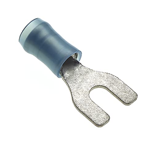 M3 Spade Crimp Terminal, 10 Stück - Blau, 16-14 AWG, 3.5mm - Schrumpfschlauch-Gabelverbinder, verzinnte Kupferverbinder, isolierte U-Typ-Drahtklemmen von Keple