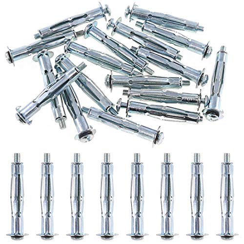 M4 x 38 Hohlraum-Metalldubel Metall Hohlraumdübel (Packung mit 25 Stuck) Dubel mit Schraube zum Befestigen von Gipskarton, Bildern, Rigips, Gardinenschienen in Plattenbaustoffen (38mm) M4x38 von Keple
