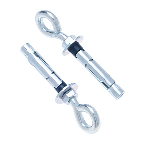 M6 Betonwandöse, Ösenschraube mit Expandabe-Stahldübel, 8mm Metallhülse und 6x45mm Ankerhakenschraube mit Sechskantmutter, für feste Materialien wie Beton und Stein (10 Stück) von Keple