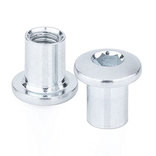 M6X10-13 Zylindermuttern, Innensechskant, Sechskant-Innensechskantmuttern mit abgerundeten Köpfen, verzinkte Alan-Schlüsselhülse Sechskantmutter für 6mm Schrauben (50er-Pack) von Keple