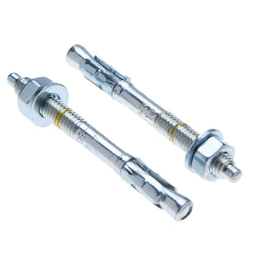 M8 Schwerlastanker 8 mm x 50 mm Durchsteckanker für 5 mm Dicke Befestigung, Gewindestiftschraube, verzinkter Keilanker mit Unterlegscheibe, Mutter, Tiefenmarkierung und Spreizkonus, Packung mit 10 von Keple
