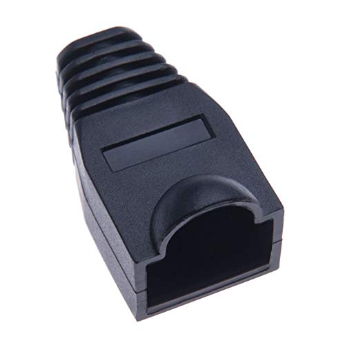 RJ45 Ethernet Stecker von Keple | Plastik RJ45 Tüllen Netzwerk Modularstecker Knickschutztülle | Netzwerkstecker für Cat6 Vat6e Cat5 Cat5e Kabel Verlegekabel | Packung x 100 Crimpstecker, Schwarzen von Keple